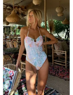 Bañador con estampado y abertura