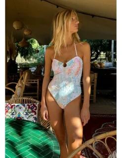 Bañador con estampado y abertura