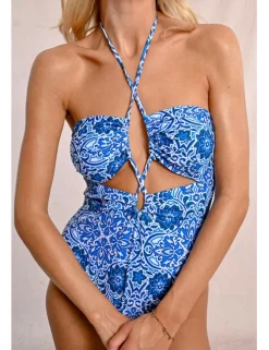 Bañador con estampado y aberturas