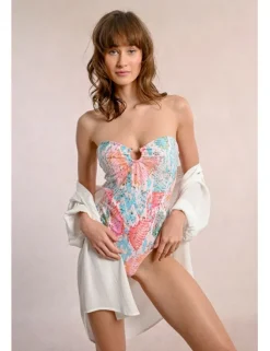 Bañador con estampado y abertura
