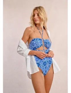 Bañador con estampado y aberturas