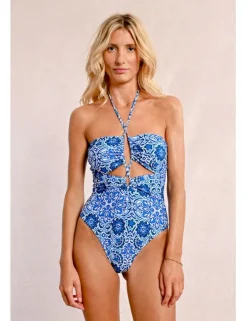 Bañador con estampado y aberturas