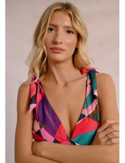 Bañador con estampado y lazada en los hombros