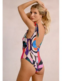 Bañador con estampado y lazada en los hombros