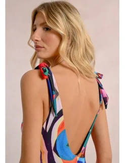 Bañador con estampado y lazada en los hombros