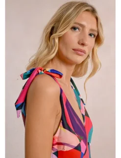 Bañador con estampado y lazada en los hombros