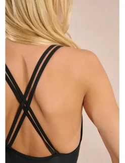 Bañador de doble tirante con transparencias