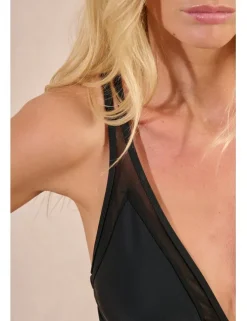 Bañador de doble tirante con transparencias