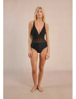Bañador de doble tirante con transparencias