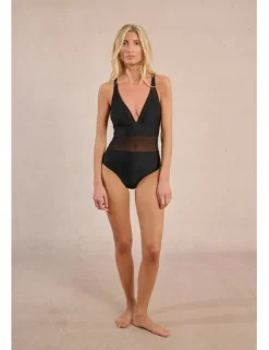 Bañador de doble tirante con transparencias