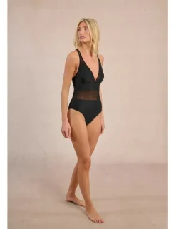 Bañador de doble tirante con transparencias
