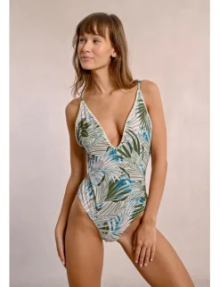 Bañador de tirantes estampado tropical
