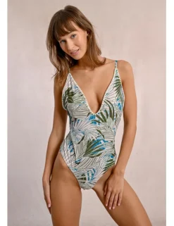 Bañador de tirantes estampado tropical
