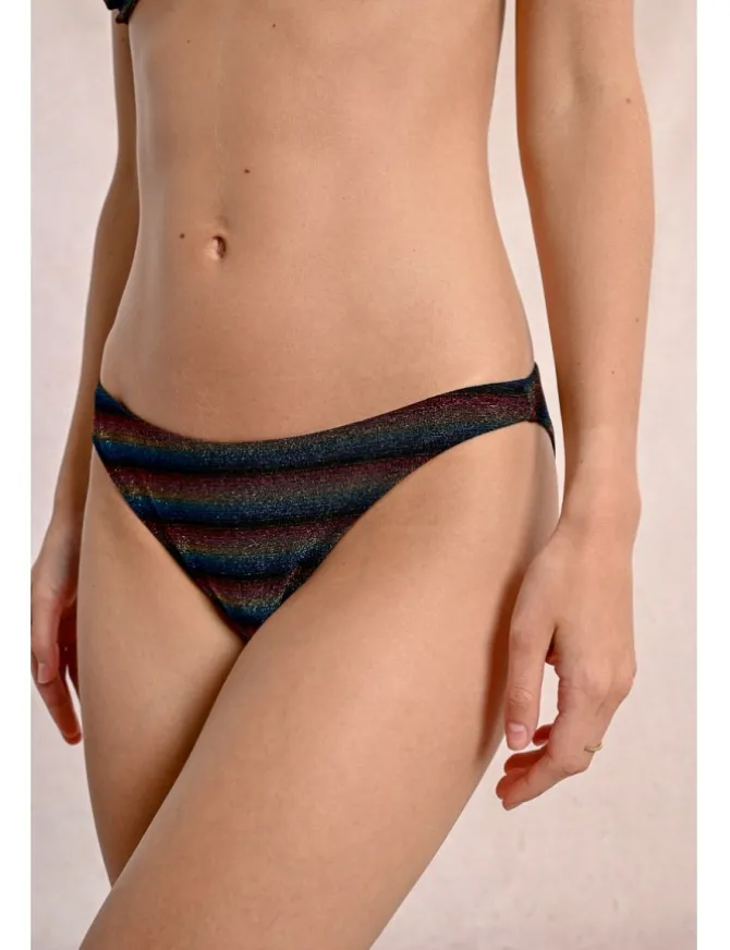 Bas de maillot de bain irisé et rayé