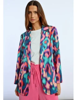Blazer de manga larga con cuello solapa y estampado