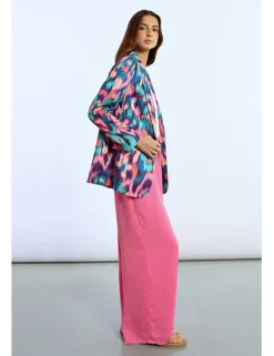 Blazer de manga larga con cuello solapa y estampado