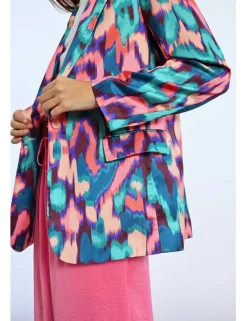 Blazer de manga larga con cuello solapa y estampado