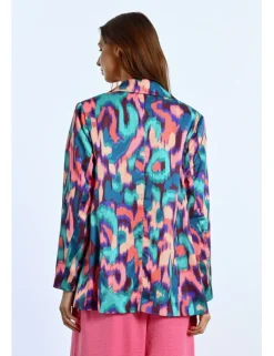 Blazer de manga larga con cuello solapa y estampado