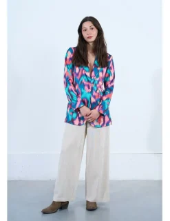Blazer de manga larga con cuello solapa y estampado