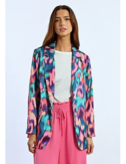 Blazer de manga larga con cuello solapa y estampado