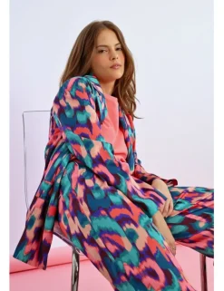 Blazer de manga larga con cuello solapa y estampado