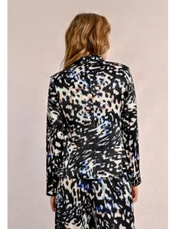 Blazer de manga larga cuello solapa y estampado