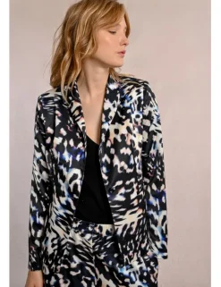 Blazer de manga larga cuello solapa y estampado