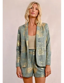 Blazer de manga larga en tejido brillante
