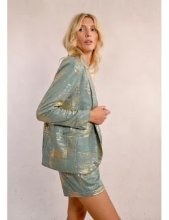 Blazer de manga larga en tejido brillante