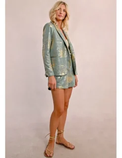 Blazer de manga larga en tejido brillante