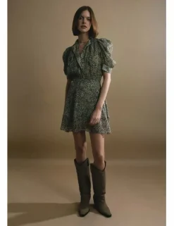 Blusa de manga corta abullonada con estampado
