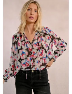 Blusa de manga larga con estampado y lazada