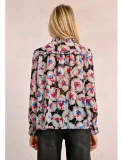 Blusa de manga larga con estampado y lazada