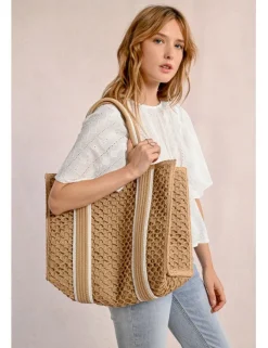 Bolso de rafia trenzada motivo rayas