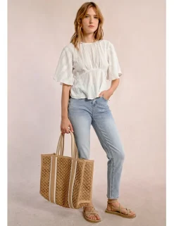 Bolso de rafia trenzada motivo rayas