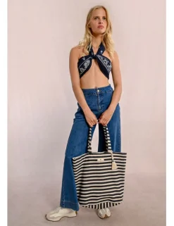 Bolso shopper con estampado rayas