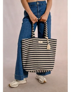 Bolso shopper con estampado rayas