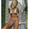 Braguita de bikini de tiro alto en tejido metalizado