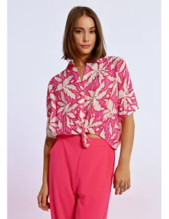Camisa de manga corta con estampado y lazada