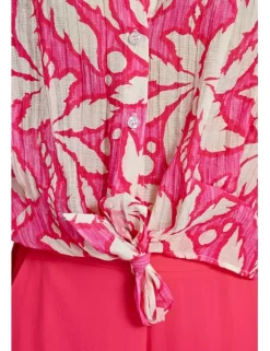 Camisa de manga corta con estampado y lazada
