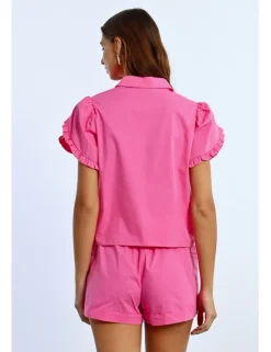 Camisa de manga corta detalle volantes