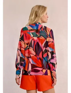Camisa de manga larga con lazada y estampado