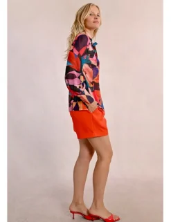 Camisa de manga larga con lazada y estampado