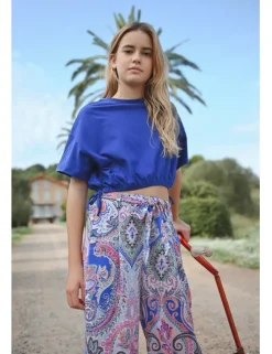 Camiseta de manga corta con lazadas en el bajo