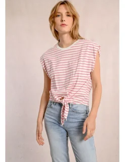 Camiseta de manga corta con estampado y lazada