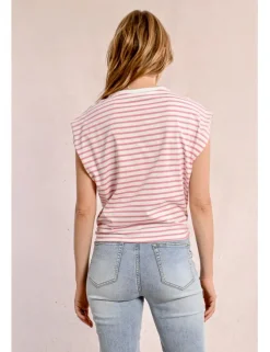 Camiseta de manga corta con estampado y lazada