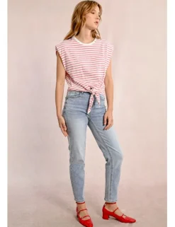 Camiseta de manga corta con estampado y lazada