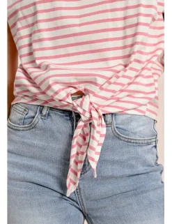 Camiseta de manga corta con estampado y lazada