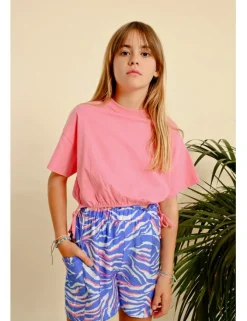 Camiseta de manga corta con lazadas en el bajo