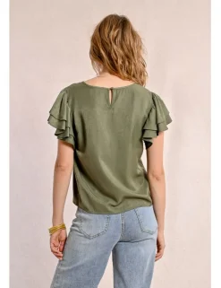 Camiseta de manga corta con volantes